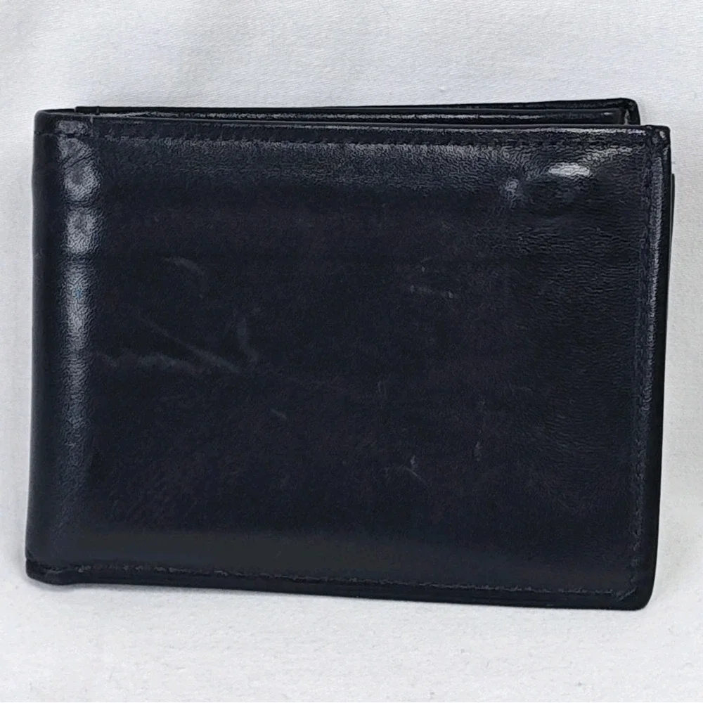 Vintage Rolfs Cowhide Black Leather Bifold Men's Wallet Coins Cards Keys Classic